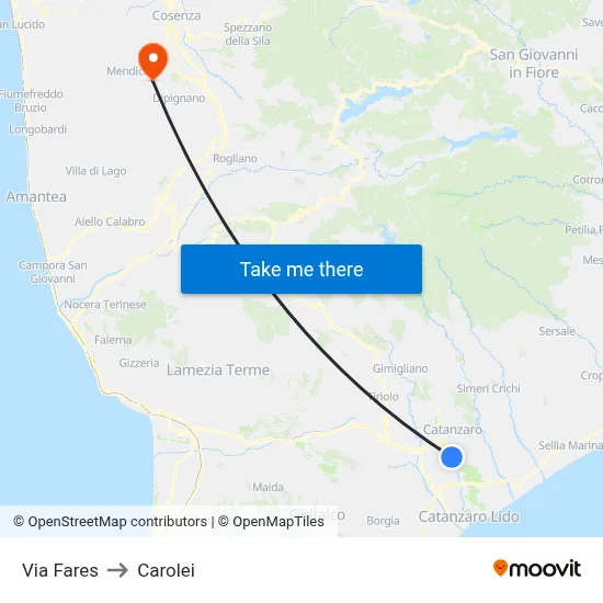 Fares Street to Carolei map