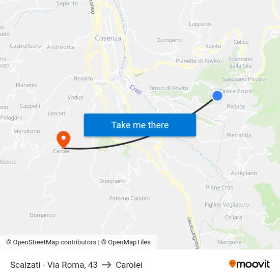 Scalzati - Roma Street, 43 to Carolei map