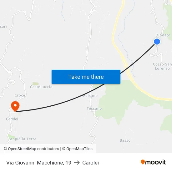 Via Giovanni Macchione, 19 to Carolei map