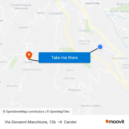 Giovanni Macchione Street, 12b to Carolei map