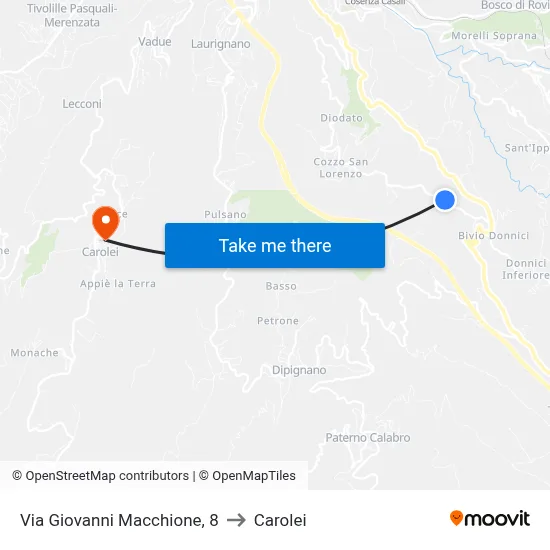 Via Giovanni Macchione, 8 to Carolei map