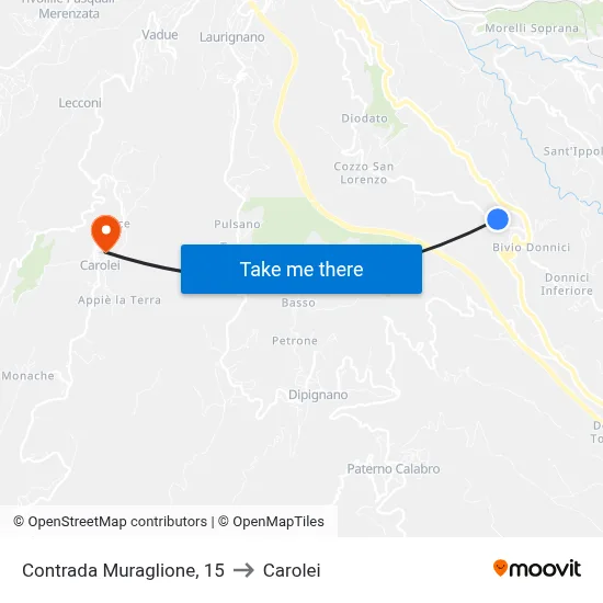 Muraglione District, 15 to Carolei map