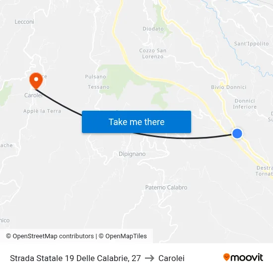 State Road 19 of Calabrie, 27 to Carolei map