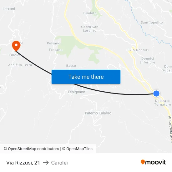 Via Rizzusi, 21 to Carolei map