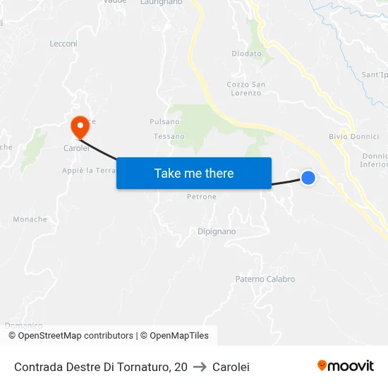 Destre Di Tornaturo District 20 to Carolei map