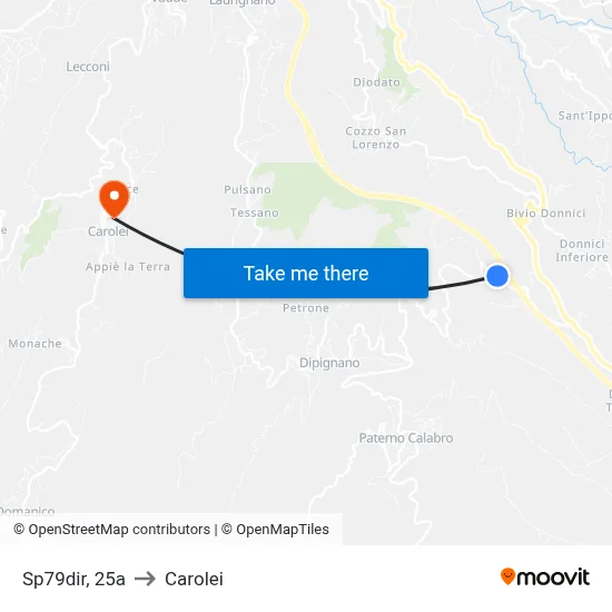 Provincial Road 79dir, 25a to Carolei map