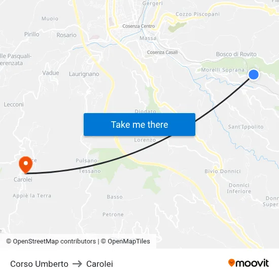 Umberto Avenue to Carolei map