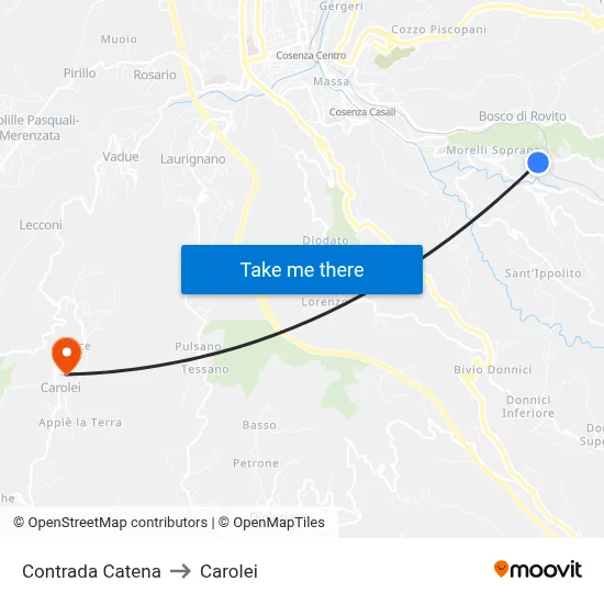 Catena District to Carolei map