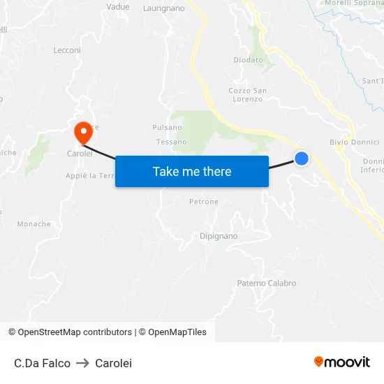 Falco District to Carolei map