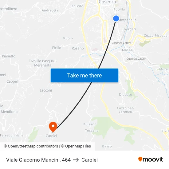 Giacomo Mancini Avenue, 464 to Carolei map