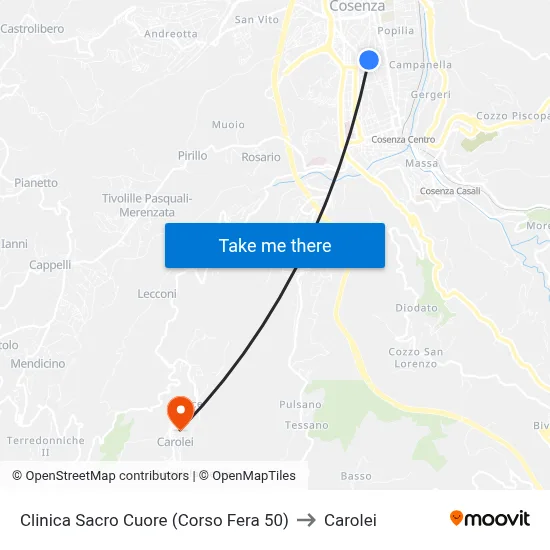 Sacred Heart Clinic (Fera Course 50) to Carolei map