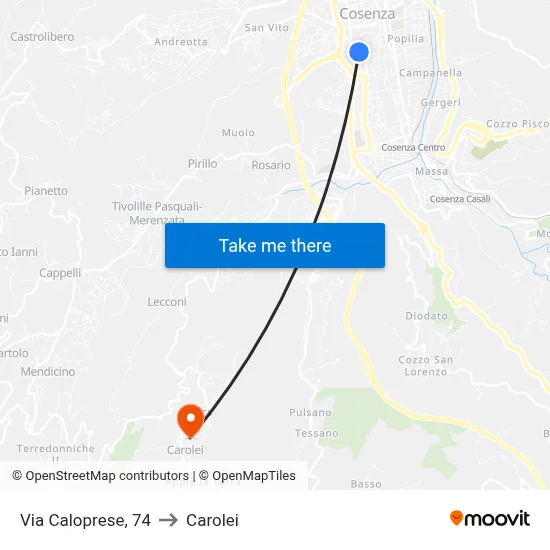Caloprese Street, 74 to Carolei map
