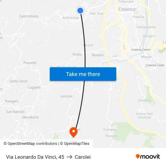 Via Leonardo Da Vinci, 45 to Carolei map