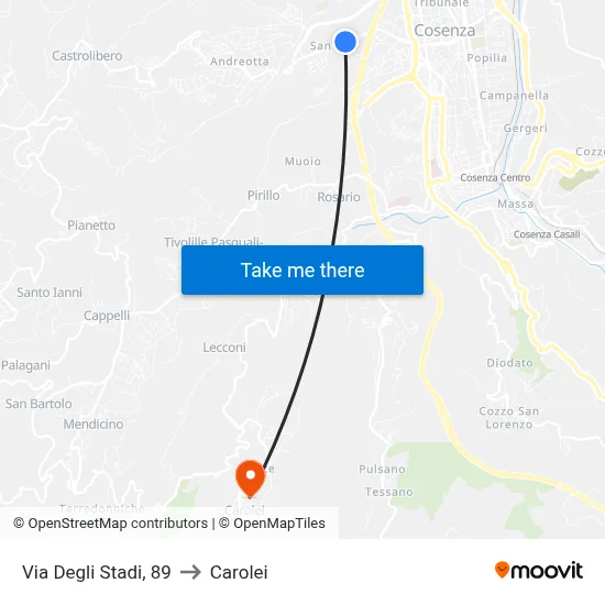Stadium Street, 89 to Carolei map