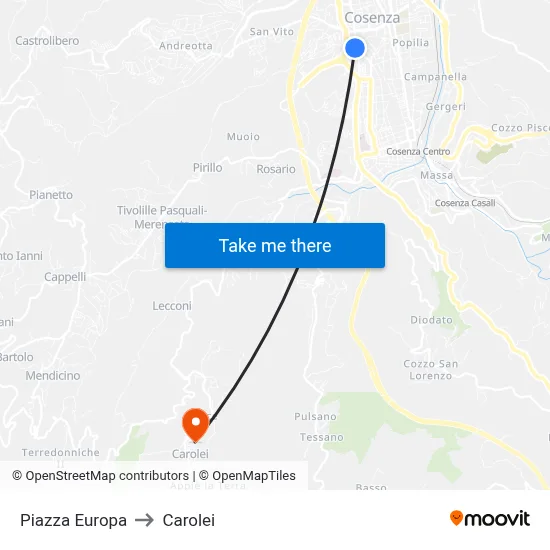 Europe Square to Carolei map