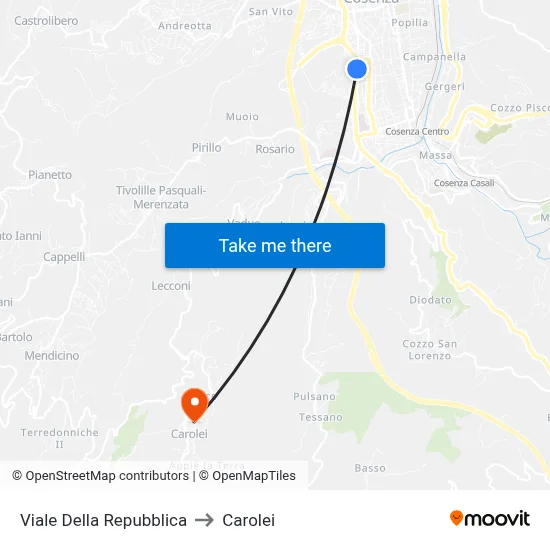 Republic Avenue to Carolei map