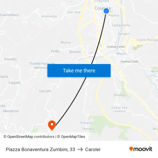Bonaventura Zumbini Square 33 to Carolei map