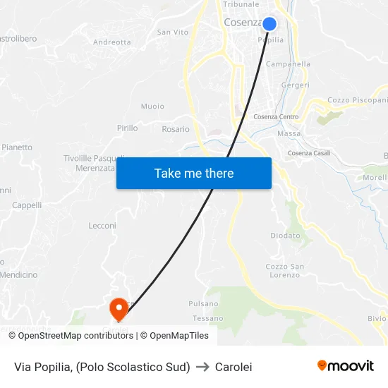Via Popilia, (South School Complex) to Carolei map