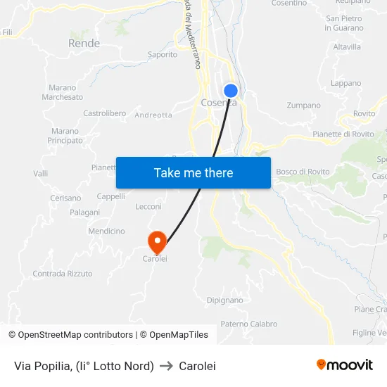 Via Popilia, (North Block II) to Carolei map