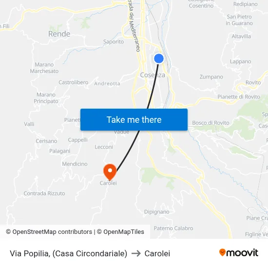 Via Popilia, (Prison) to Carolei map