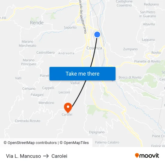 L. Mancuso Street to Carolei map