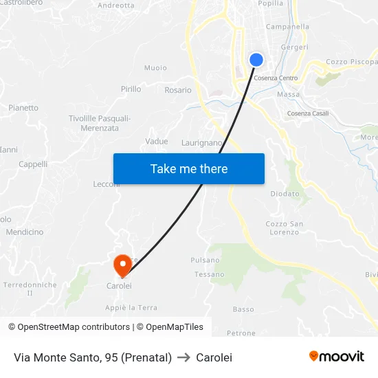 Monte Santo Street, 95 (Prenatal) to Carolei map