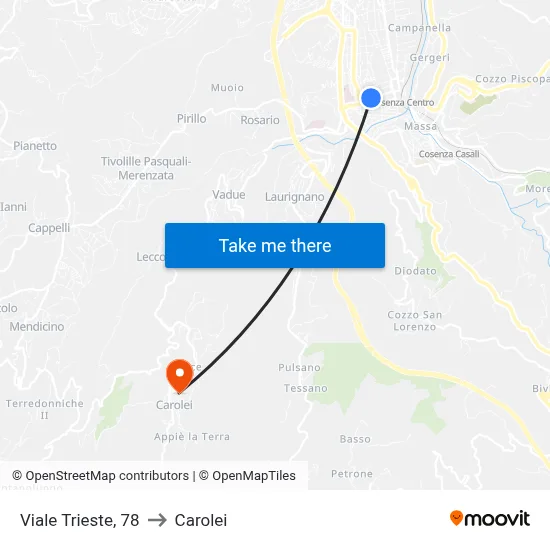 Trieste Avenue, 78 to Carolei map