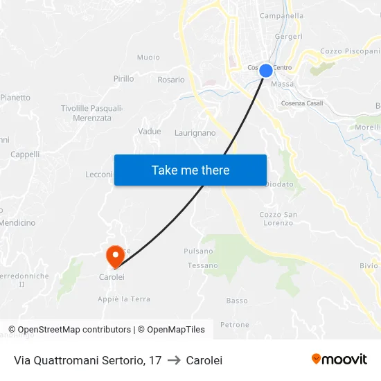 Via Quattromani Sertorio, 17 to Carolei map