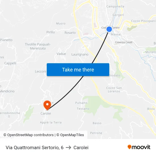 Via Quattromani Sertorio, 6 to Carolei map