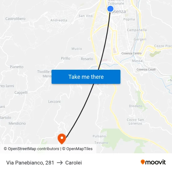 Panebianco Street, 281 to Carolei map