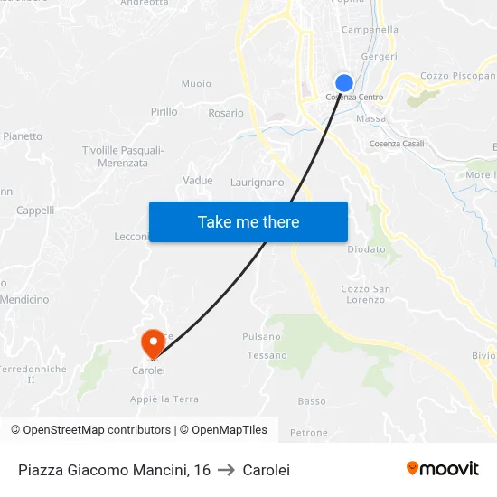 Giacomo Mancini Square, 16 to Carolei map