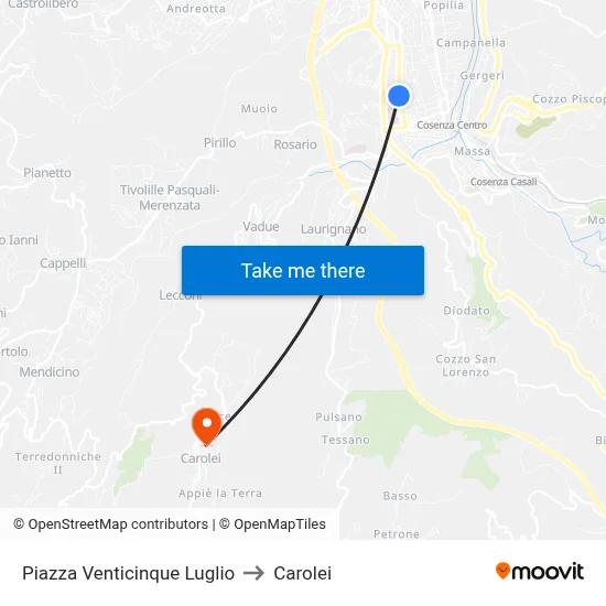 July 25th Square to Carolei map