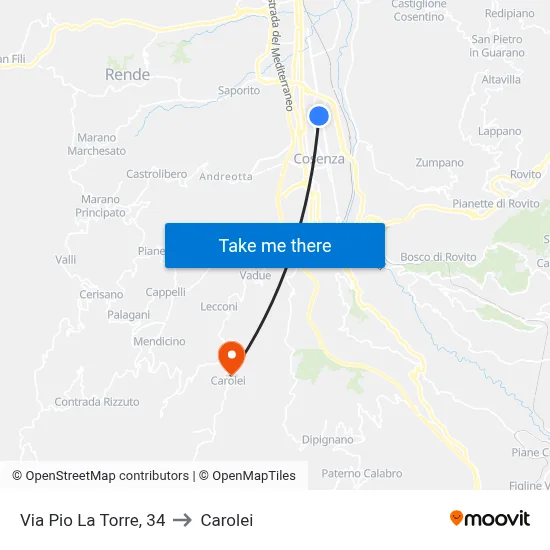 Pio La Torre Street, 34 to Carolei map