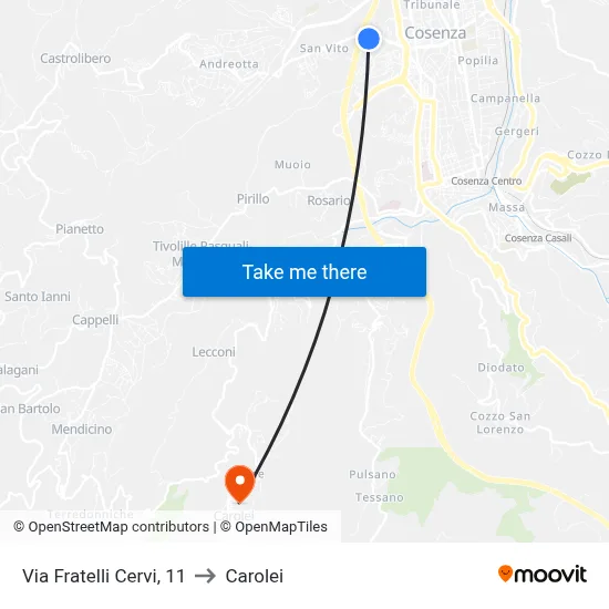 Fratelli Cervi Street, 11 to Carolei map