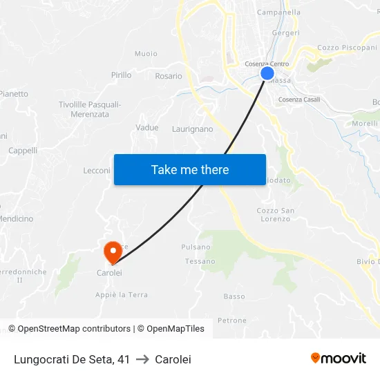 Lungocrati De Seta, 41 to Carolei map
