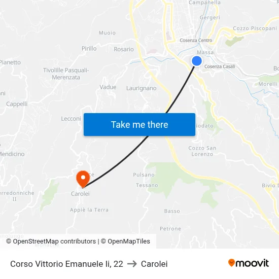 Victor Emmanuel II Avenue, 22 to Carolei map