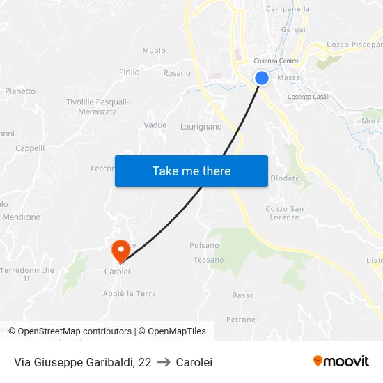 Giuseppe Garibaldi Street, 22 to Carolei map