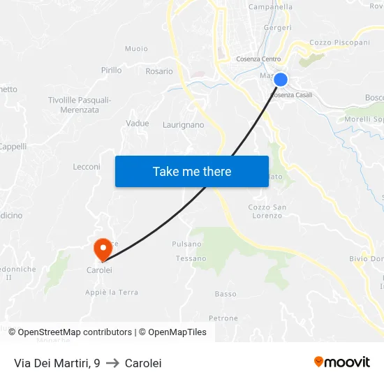 Martyrs Street, 9 to Carolei map