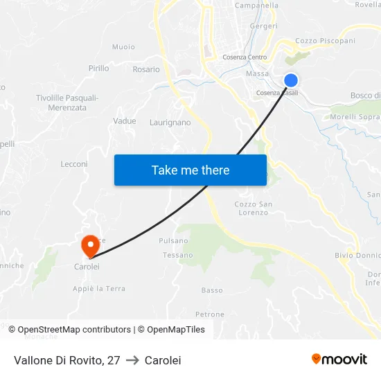 Vallone Di Rovito, 27 to Carolei map