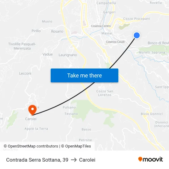 Serra Sottana District, 39 to Carolei map