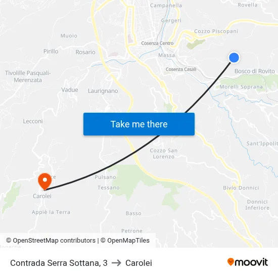 Serra Sottana District, 3 to Carolei map