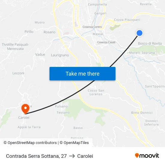 Serra Sottana District, 27 to Carolei map