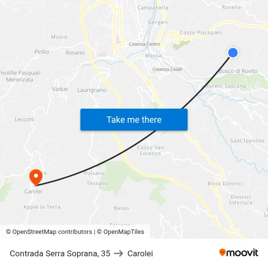 Serra Soprana District, 35 to Carolei map