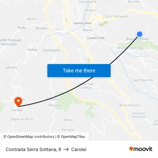 Serra Sottana District, 8 to Carolei map