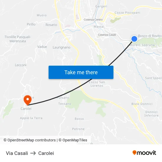 Casali Street to Carolei map
