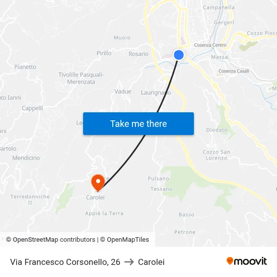 Francesco Corsonello Street, 26 to Carolei map