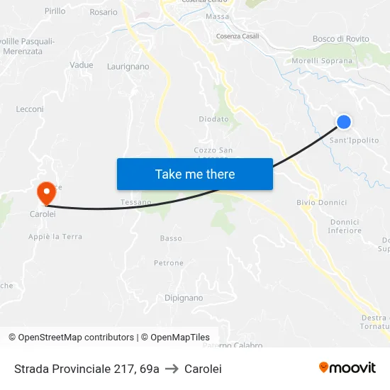 Provincial Road 217, 69a to Carolei map