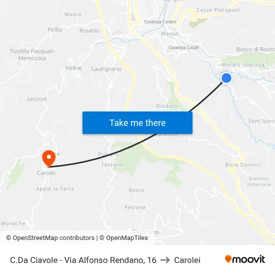 Ciavole District - Via Alfonso Rendano, 16 to Carolei map