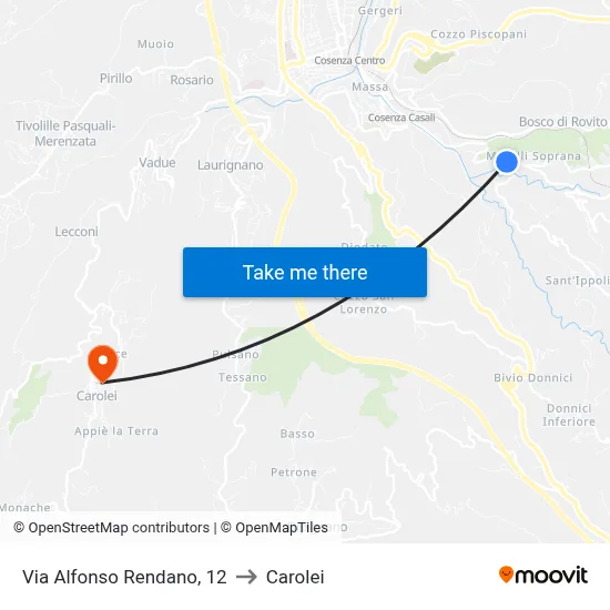 Alfonso Rendano Street, 12 to Carolei map
