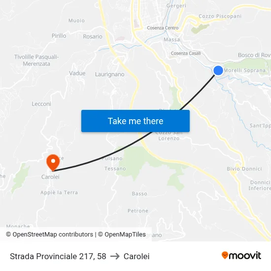 Provincial Road 217, 58 to Carolei map